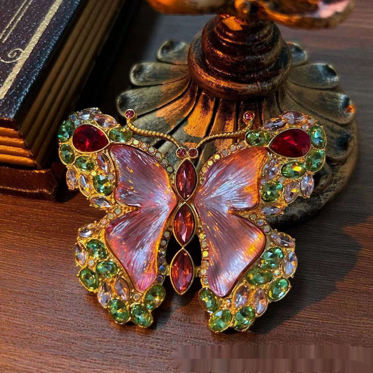 Butterfly Rhinestone Sweet Brooch Necklace Suit LaDidier Jewelry