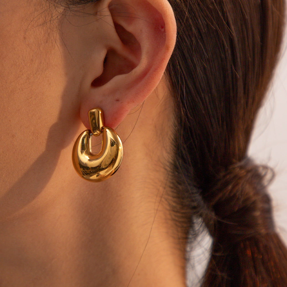 Fashion Simple Round Studs Stainless Steel Anti-allergy Women's Daily Jewelry Wear