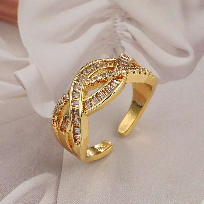 Couple Couple Rings Adjustable Cross Zircon Ring
