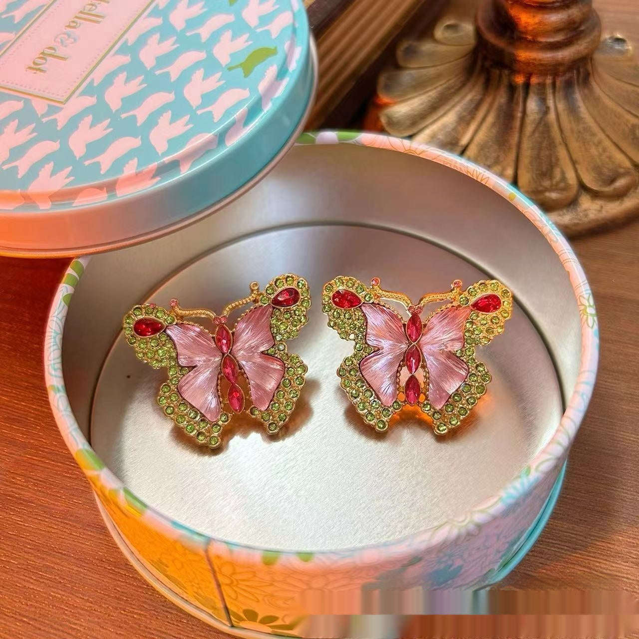 Butterfly Rhinestone Sweet Brooch Necklace Suit LaDidier Jewelry