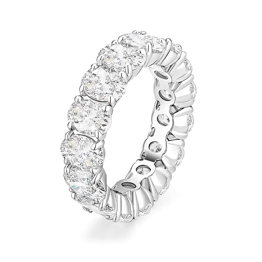 EAMTI Wedding Bands for Women Oval Cut Stackable CZ Cubic Zirconia Engagement Rings Eternity Band Rings Size 8.5