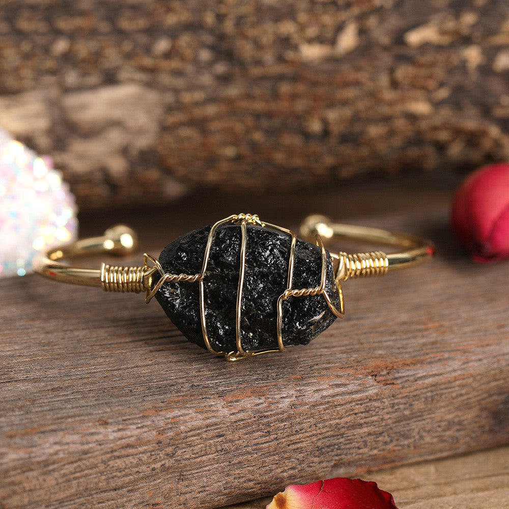 Fashion Gold Copper Wire Wrap Cuff Bangle