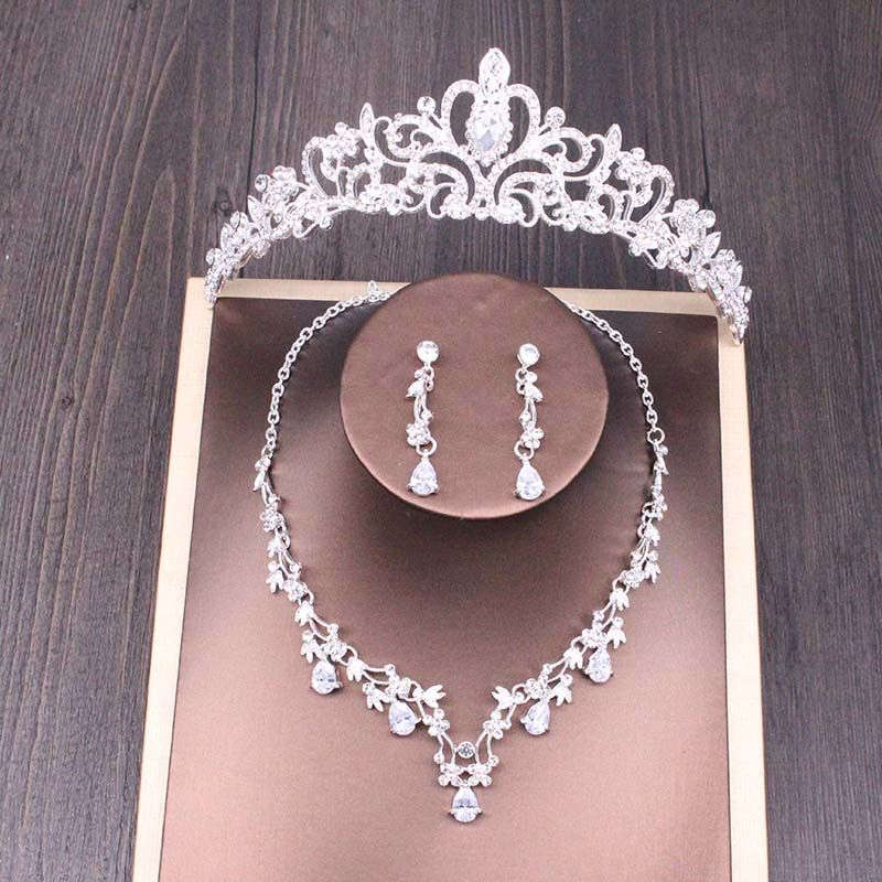 Bridal Rhinestone Crown Necklace Set Wedding Accessories LaDidier Jewelry