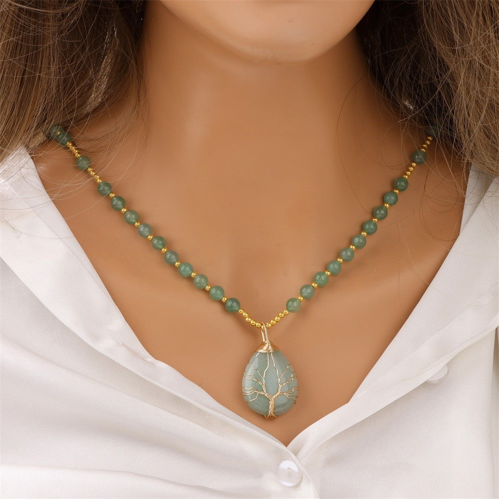 Stone Pendant Elastic String Men's And Women's Necklaces Seaside Beach Style