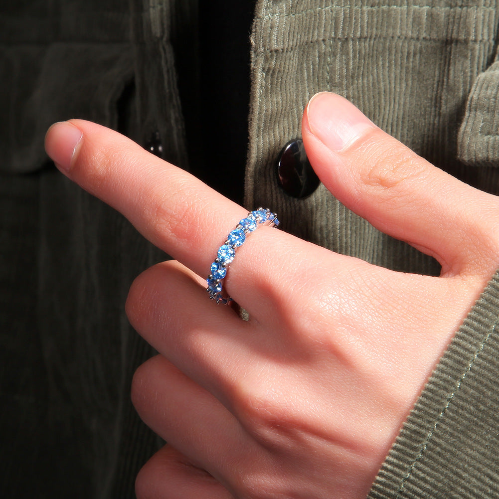 Creative Row Of Colored Zirconia Rings