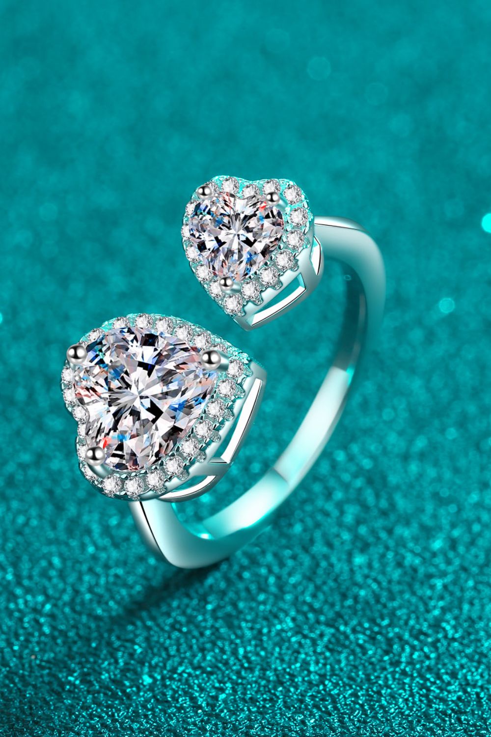 Luxury Heart-Shape Moissanite Open Ring