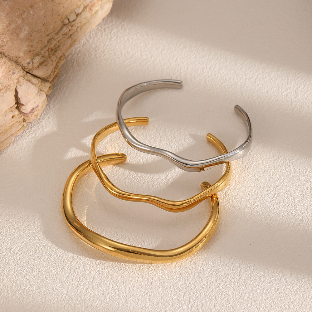 INS-style Irregular Titanium Steel Open Cuff Bracelet