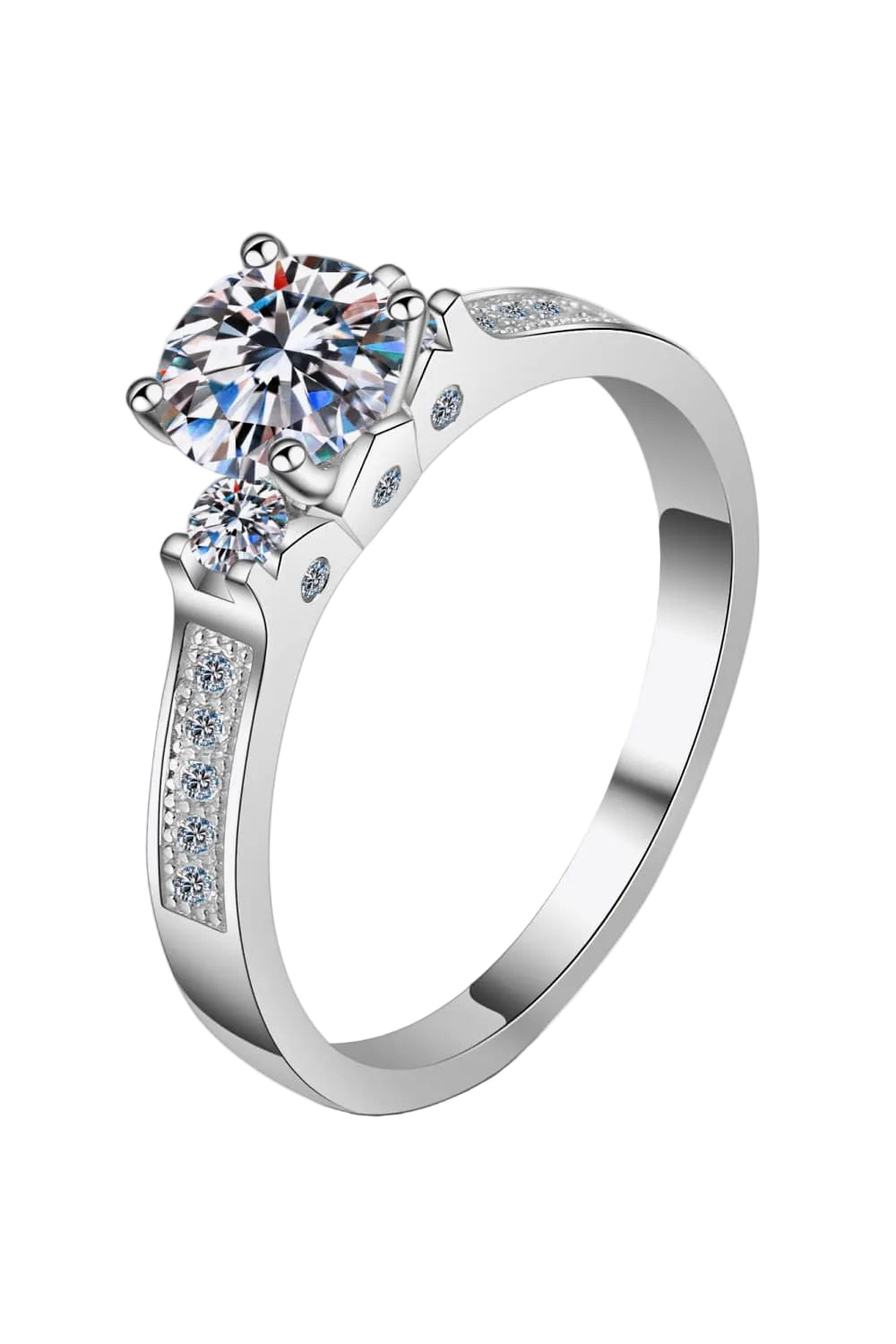 Lucky Charm Moissanite Rhodium-Plated Ring