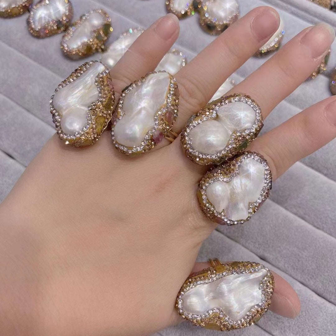 Pearl Necklace Ring Suit Bride Ornament LaDidier Jewelry
