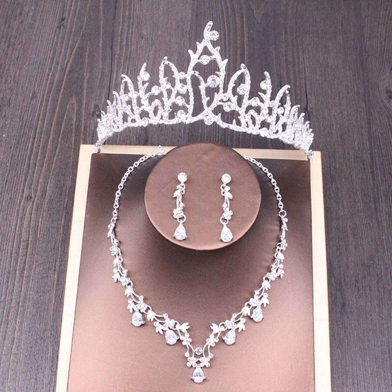 Bridal Rhinestone Crown Necklace Set Wedding Accessories LaDidier Jewelry