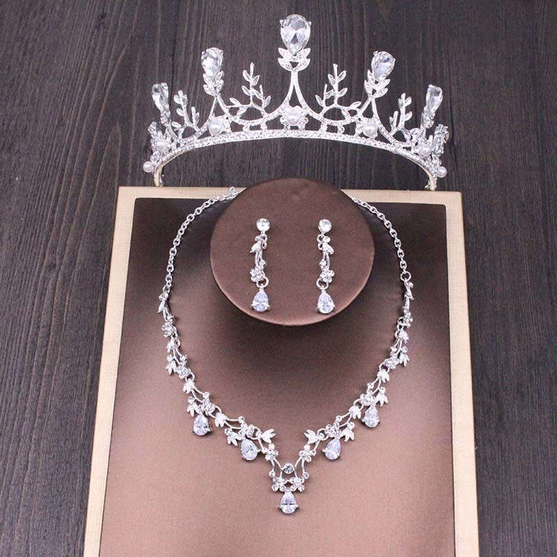 Bridal Rhinestone Crown Necklace Set Wedding Accessories LaDidier Jewelry