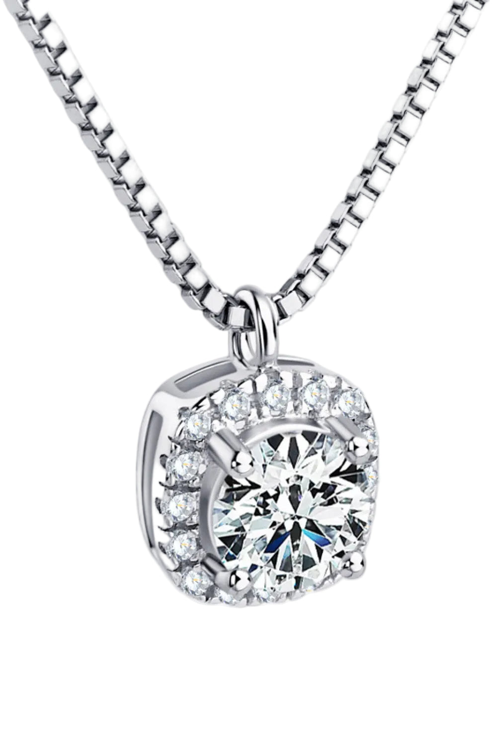 Moissanite Pendant Platinum-Plated Necklace