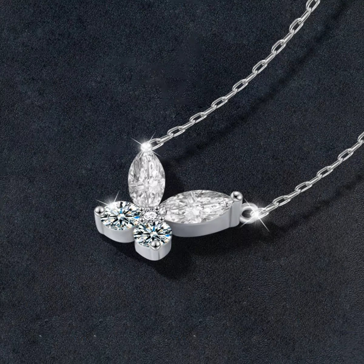 925 Sterling Silver Moissanite Butterfly Necklace