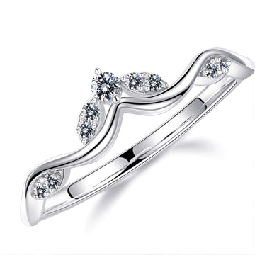 MOOSEA Moissanite Contour Wedding Band for Women D Color VVS1 Clarity Lab Created Moissanite Stackable Rings 14K White Gold Vermeil Antique Marquise Moissanite Contour Wedding Band for Women Gifts