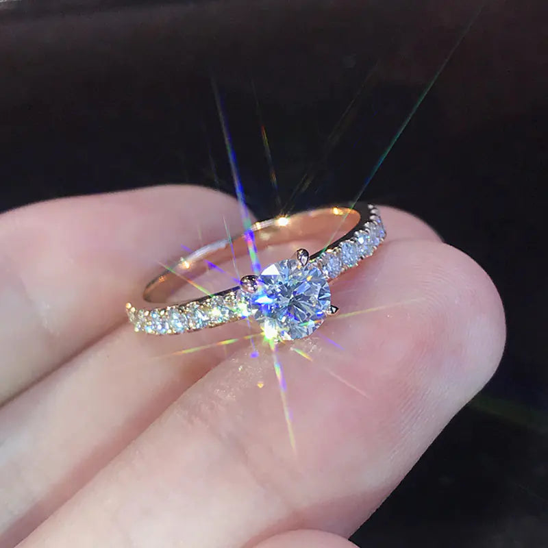 Minimalist Electroplated Diamond Simulated Wedding Rings