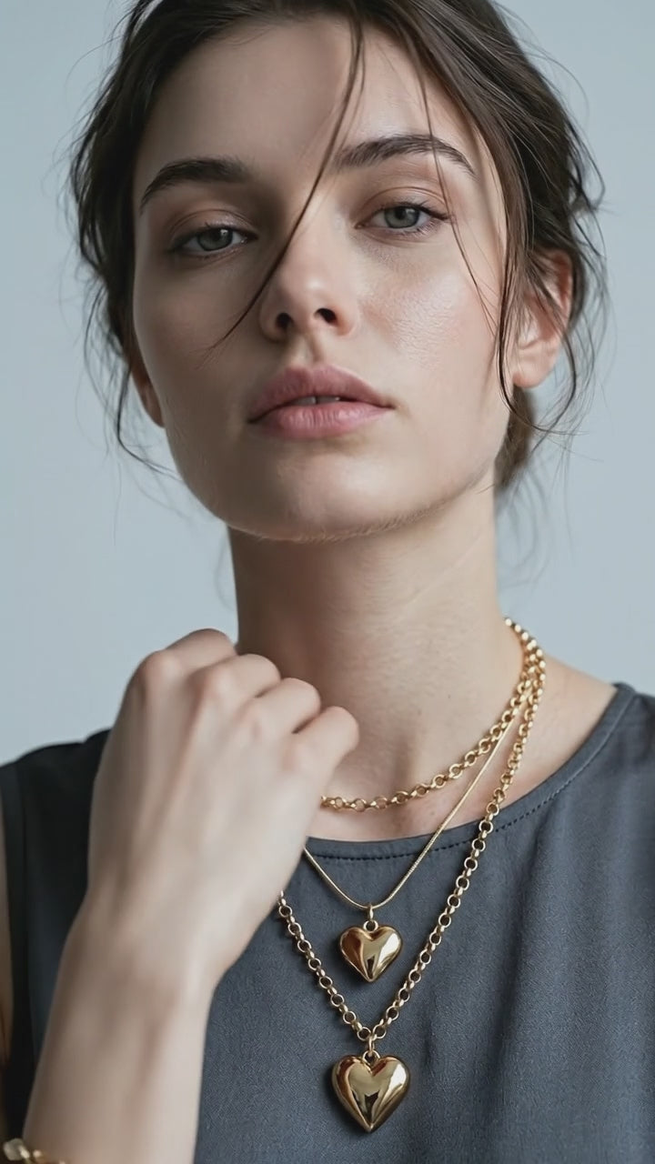 Vintage MultiLayer Heart Pendants Necklaces For Women Gold Geometric Punk Necklace New Design Wedding Jewelry Girlfriend Gifts