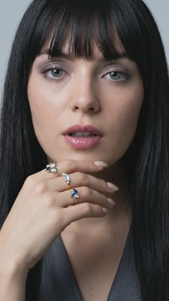Three-piece Ring Set Topaz Couple Rings