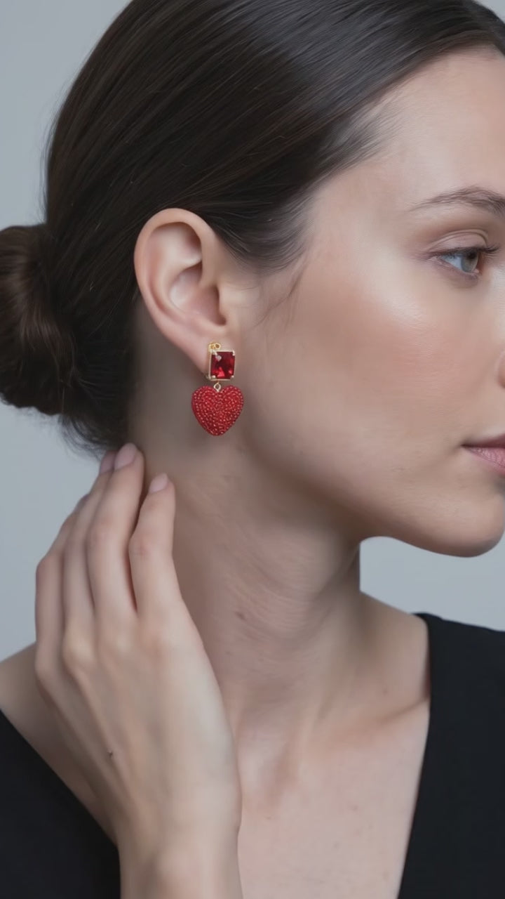 Heart Earrings Valentines Earrings for Women Rhinestone Heart Earrings Red Heart Earrings Dangle Pink Pearl Heart Earrings for Women Love Earrings Valentines Day Outfit Women Valentines Gifts