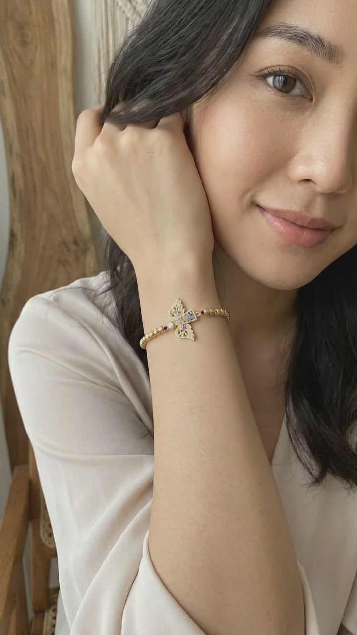 Zircon adjustable angel bracelet