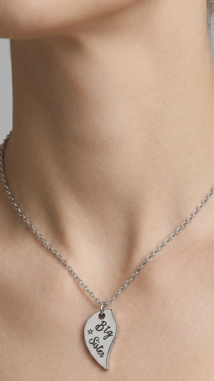 3 PCS Heart-shaped Matching Mom Sisters Necklace Set Stainless Steel Mother Daughter Necklaces