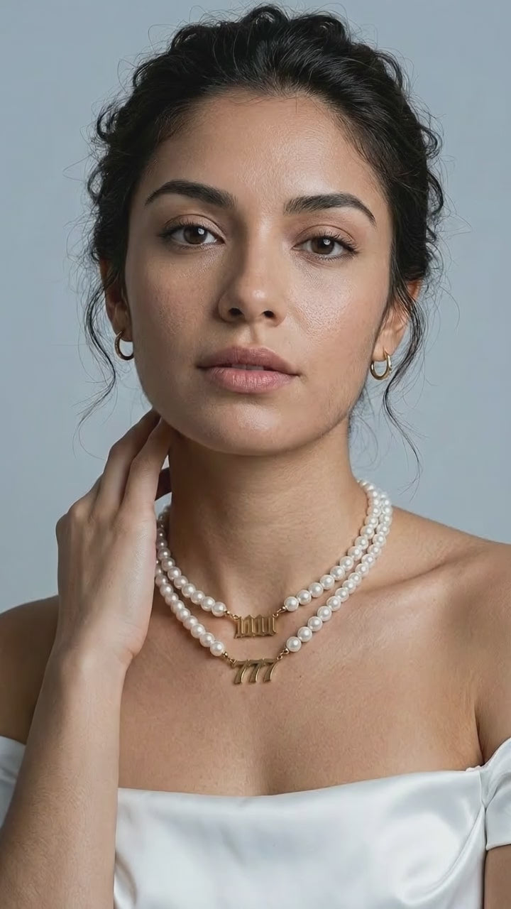 European And American New Cross-border Necklaces, Stainless Steel Digital Pearl Necklaces, European And American Popular Digital Pearls, Clavicle Chains