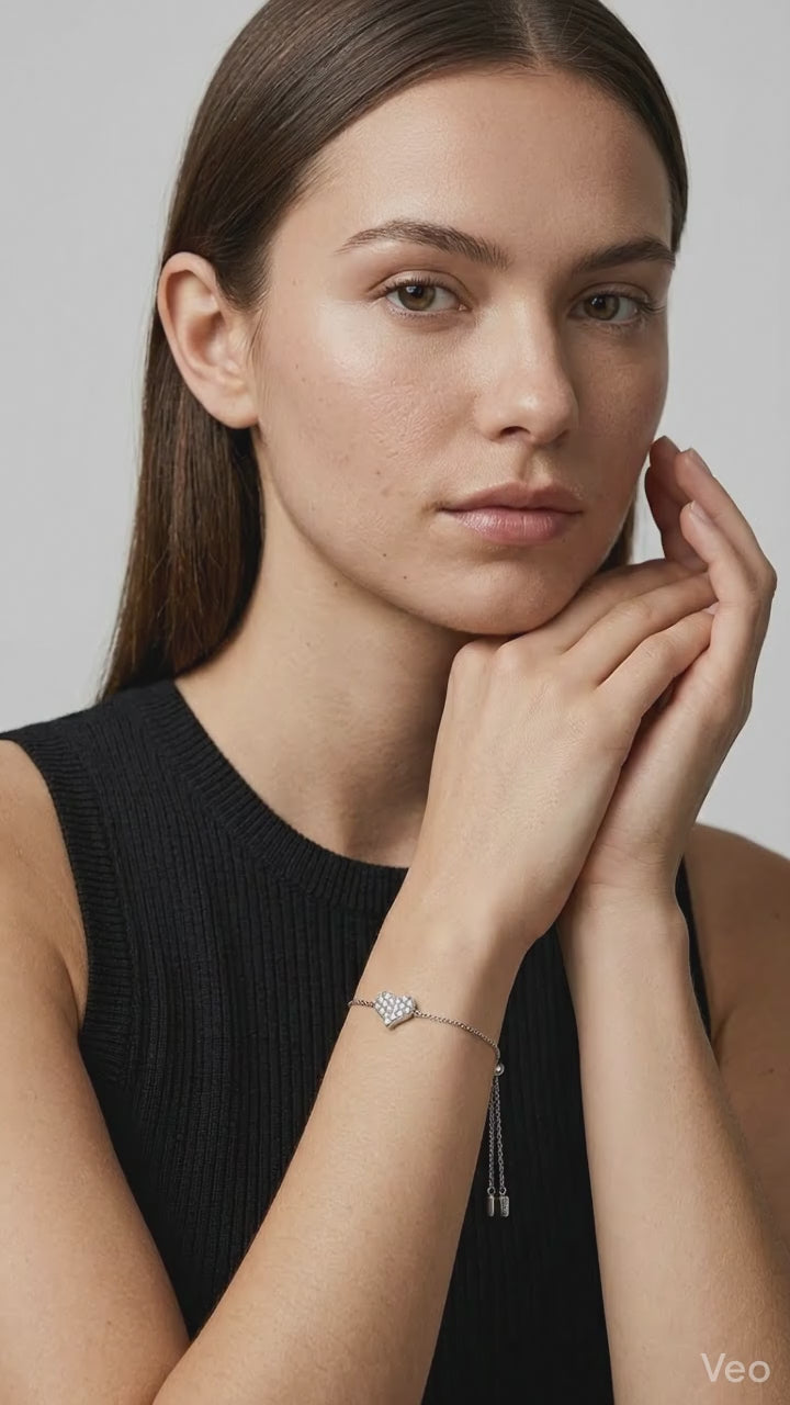 Moissanite 925 Sterling Silver Heart Bracelet