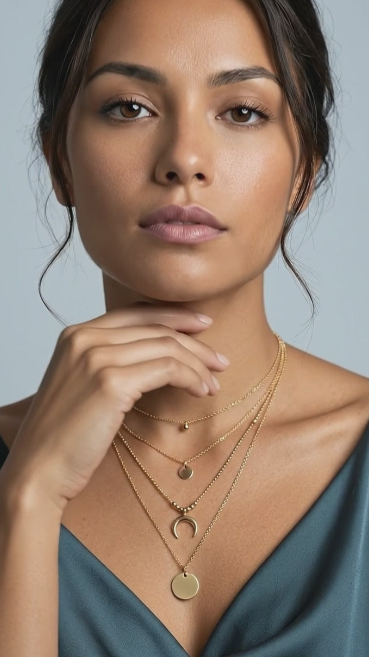 Multi-layer Moon Pendant Necklaces for Women Bohemian Wafer Elegant Necklace