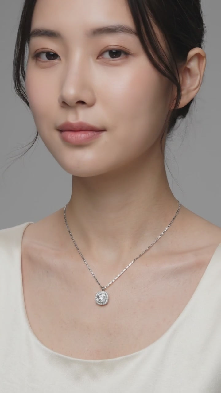 Moissanite Pendant Platinum-Plated Necklace