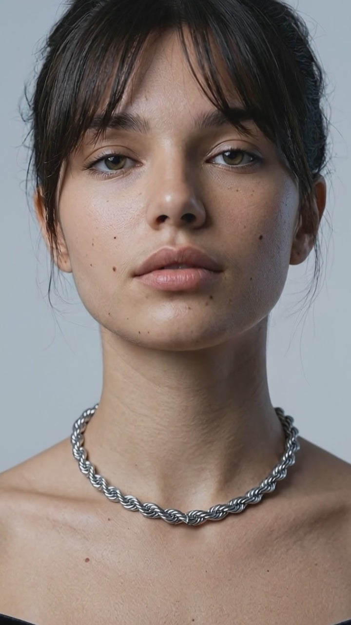 IngeSight.Z Goth Gothic Metal Twisted Rope Chain Choker Necklace Simple Minimalist Short Clavicle Collar Neck Necklaces Jewelry