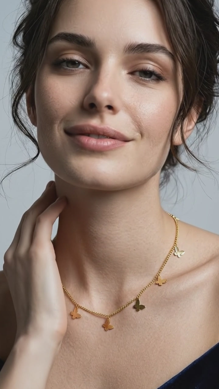 Multiple Small Butterfly Necklaces For Women