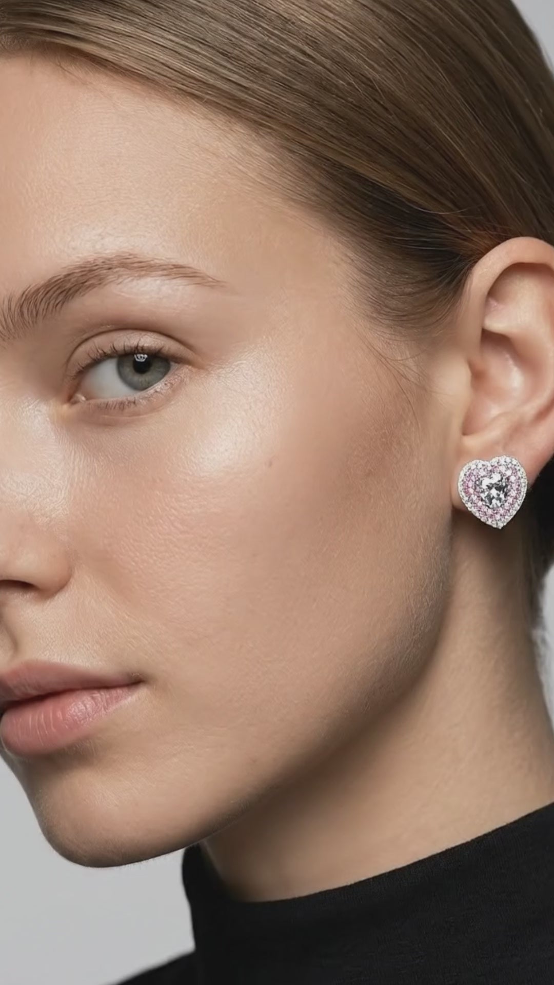 Moissanite Heart-Shaped Stud Earrings