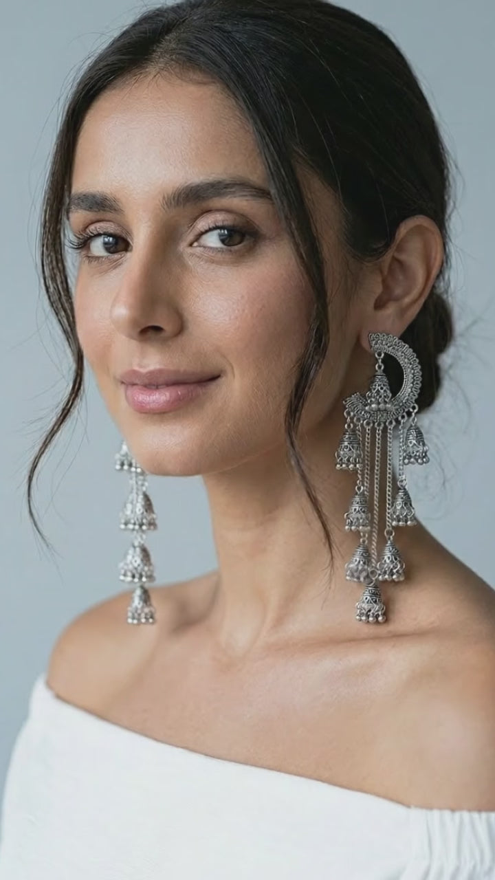 Indian Jhumka Earrings for Women Rhinestone Bell Pendant Earrings Ball Tassel Earrings Vintage Chandelier Earrings Boho Dangle Earrings Wedding Earrings